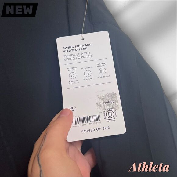 New Athleta Swing Forward Pleated Tank – Black – Size Small - Picture 5 of 8